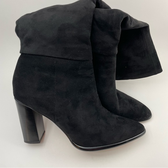 Knee High Boots Women Black Pointed Toe Chunky Heel Boots Side Zipper - Sz 8 - Picture 12 of 12